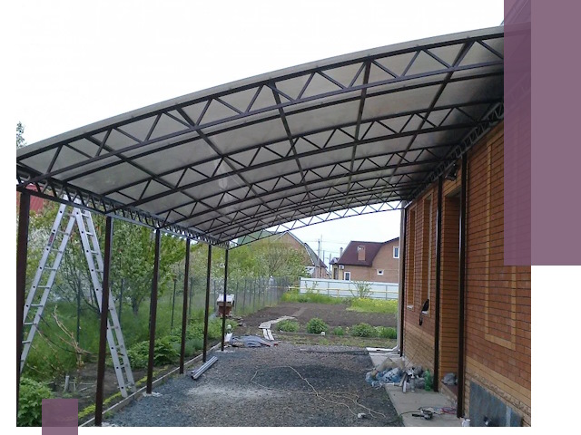 Профессиональный монтаж навесов под ключ в Рославле