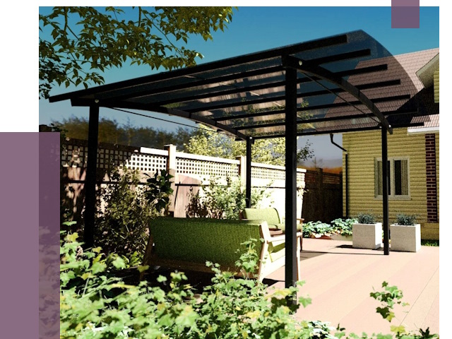 Навесы для террасы в Рославле от 13102 руб. под ключ | ПРОЛЁТ-Рлв