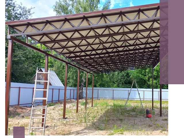 Односкатные навесы под ключ в Рославле — изготовление и монтаж