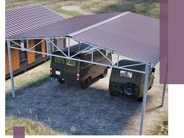 Двускатные навесы под ключ в Рославле — изготовление и монтаж