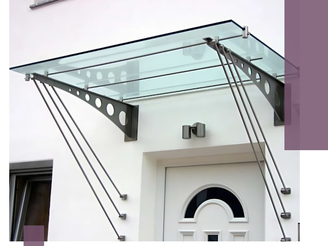 Козырьки над входом под ключ в Рославле — изготовление и монтаж