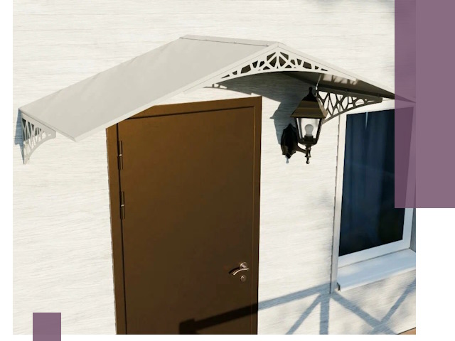 Металлические козырьки на входы и террасы в Рославле