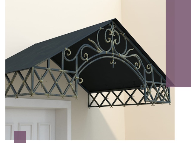 Двускатные металлические козырьки под ключ в Рославле